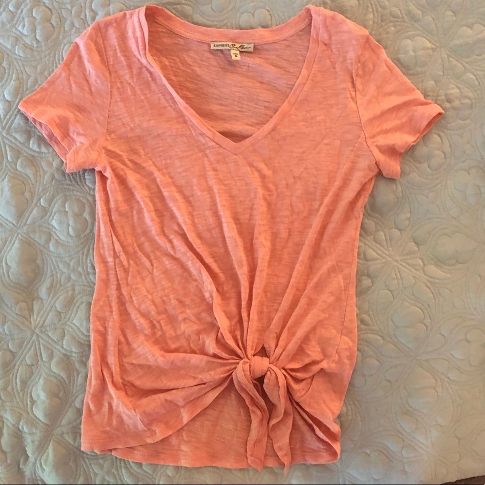 XS Coral Express tie front v-neck NWOT
